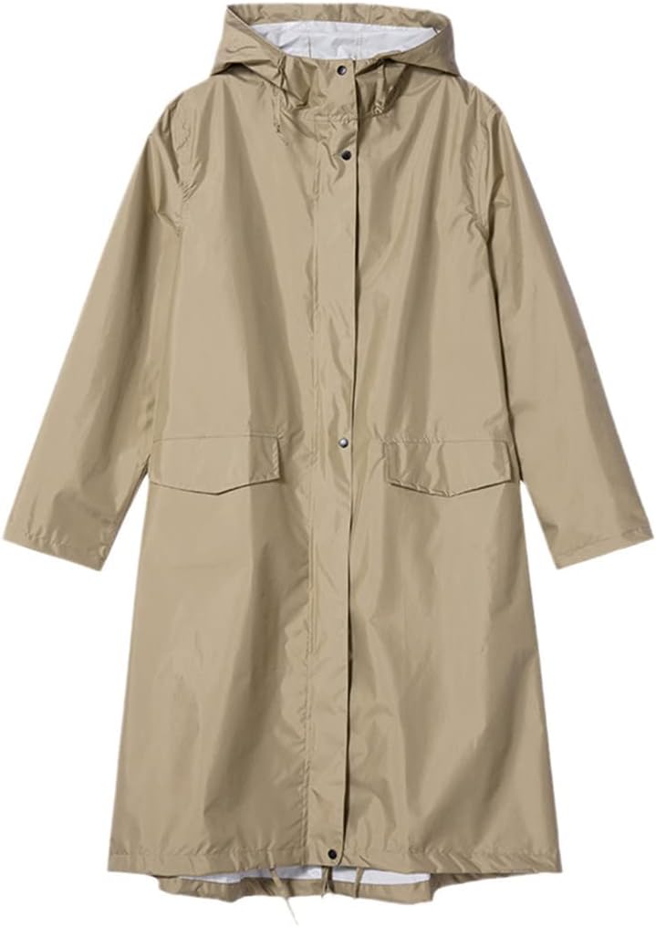 Women Long Raincoat Waterproof Rain Jacket With Hood