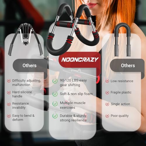 Image of Twister Arm Trainer, 90-120 lbs Adjustable Twister Arm Chest Exerciser with 2 /4 Spring & Poster for Men & Women, Detachable Power Twister Home Fitness Equipment for Enhancing Upper Body Muscle -Red