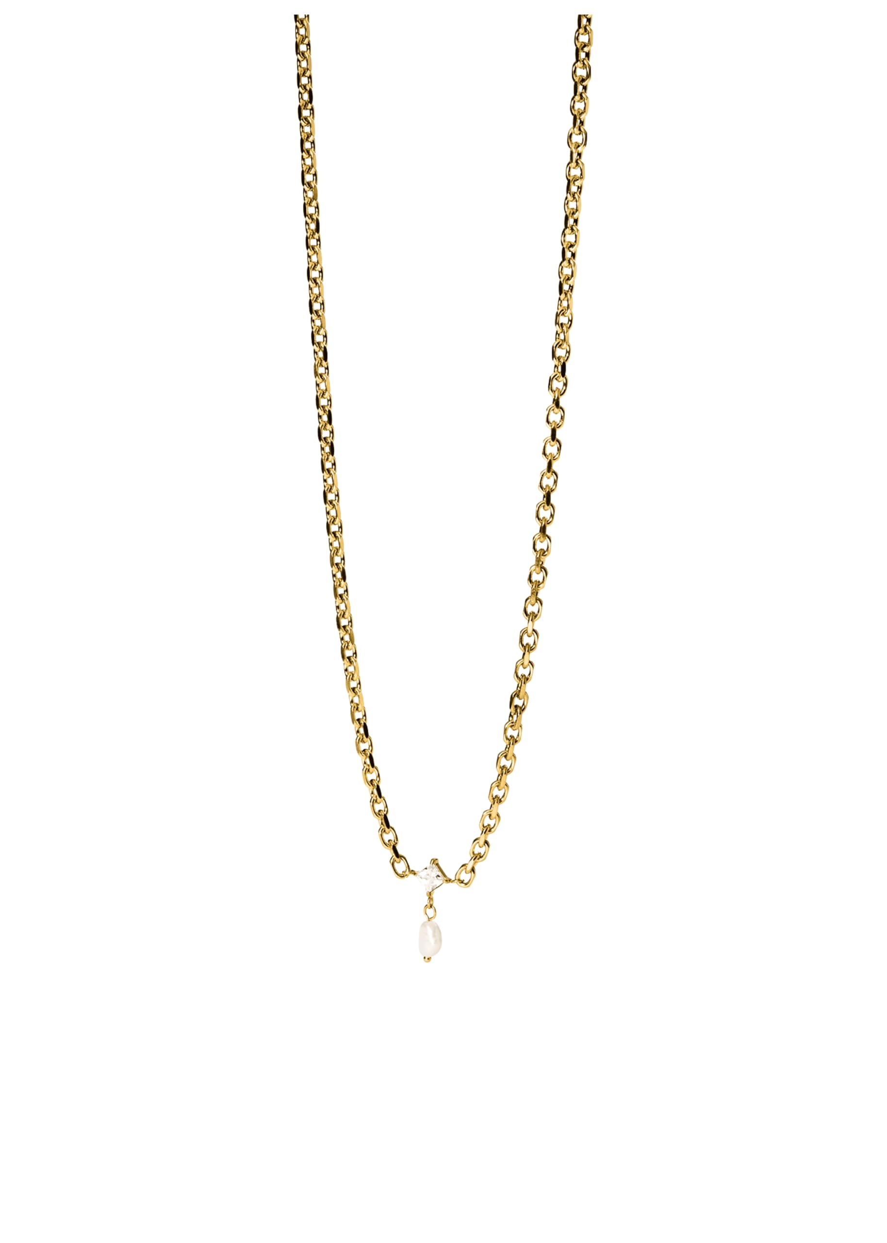 Purelei Create Moments, catena regolabile, zirconi e vera perla d'acqua dolce, acciaio inossidabile e placcatura in oro 14 K/18 K, simbolo di bellezza, intramontabilità e momenti speciali