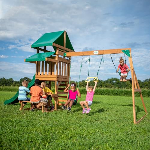 Backyard Discovery 2001039 Belmont All Cedar Wood Playset Swing Set Green thumb #5