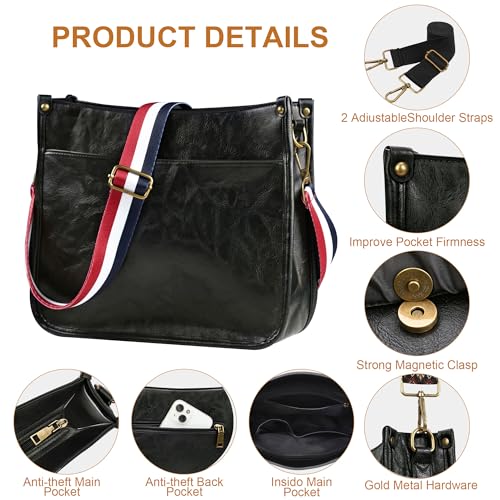 Image of JAMfit Crossbody Bag for Women Vegan Leather Hobo Handbags Trendy Shoulder Purse Handbag With 2 Adjustable Strap