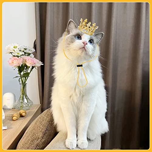 2Pcs Pet Birthday Party Crown For Small Dog With Adjustable Strap Hat Rhinestone Faux Pearl Crown For Birthday Party, Adoption Celebration Or Gotcha Day Photos(Silver&Gold) #TOP4