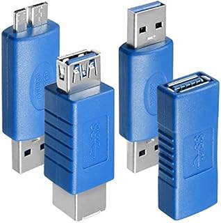 4 Types of USB 3.0 Adapters, AFUNTA USB 3.0 Type-A Female to Female and Male to Male Connections, Type A Female to B Female, Micro-B Male to TypeA Male, High Convert Speed Extension Coupler Connector