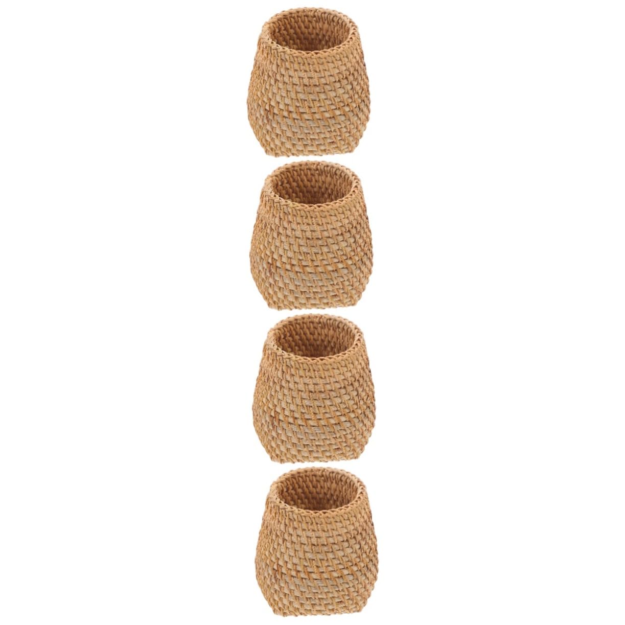 NUOBESTY 4 Pezzi Portapenne in Rattan Unico Portapenne da Ufficio per Scrivania Stile Naturale Rattan E Capacità