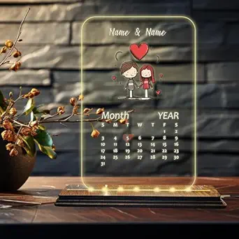 Brown Cloud Customised Acrylic Printed Anniversary LED Table Lamp/Plaque Personalised with Name, Anniversary Decoration/Gift For Family & Friend (USB ACRY ANN PRN WW 16)(S6)