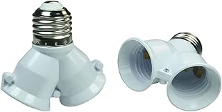 YCSSSD Light Socket Splitter E26 E27 2 in 1 Double Outlet Adapter Extender Y-Shape Lamp Holder Converter for Standard Led Bulbs(2-Pack)
