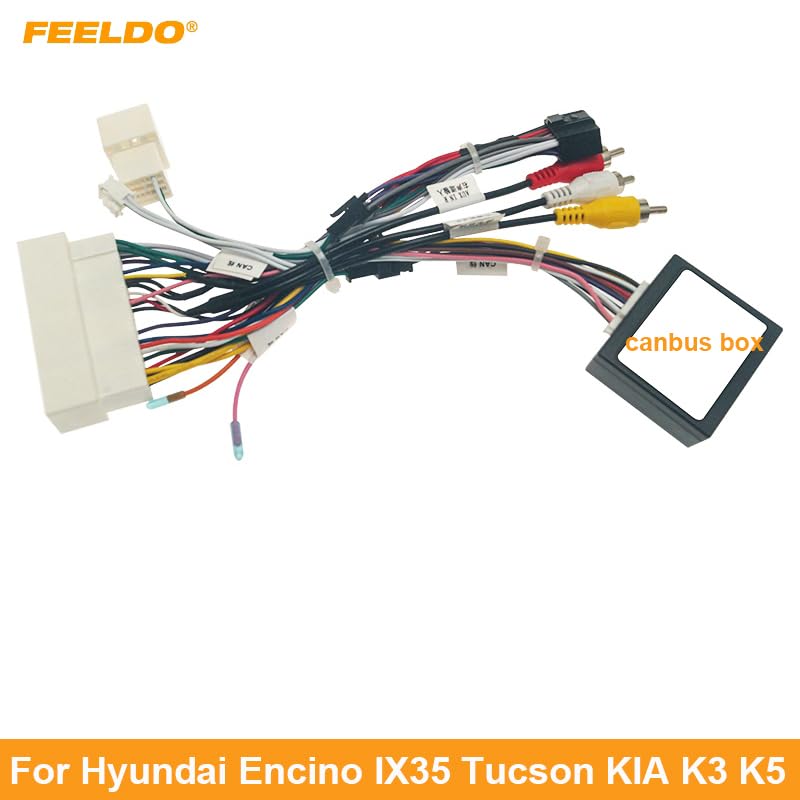 Car for Audio 16PIN DVD Player Power Calbe Adapter with Canbus Box for Hyundai Encino IX35 Tucson KIA K3 Stereo Plug Wiring Harness - (Color Name: AB Cable-canbus Box)
