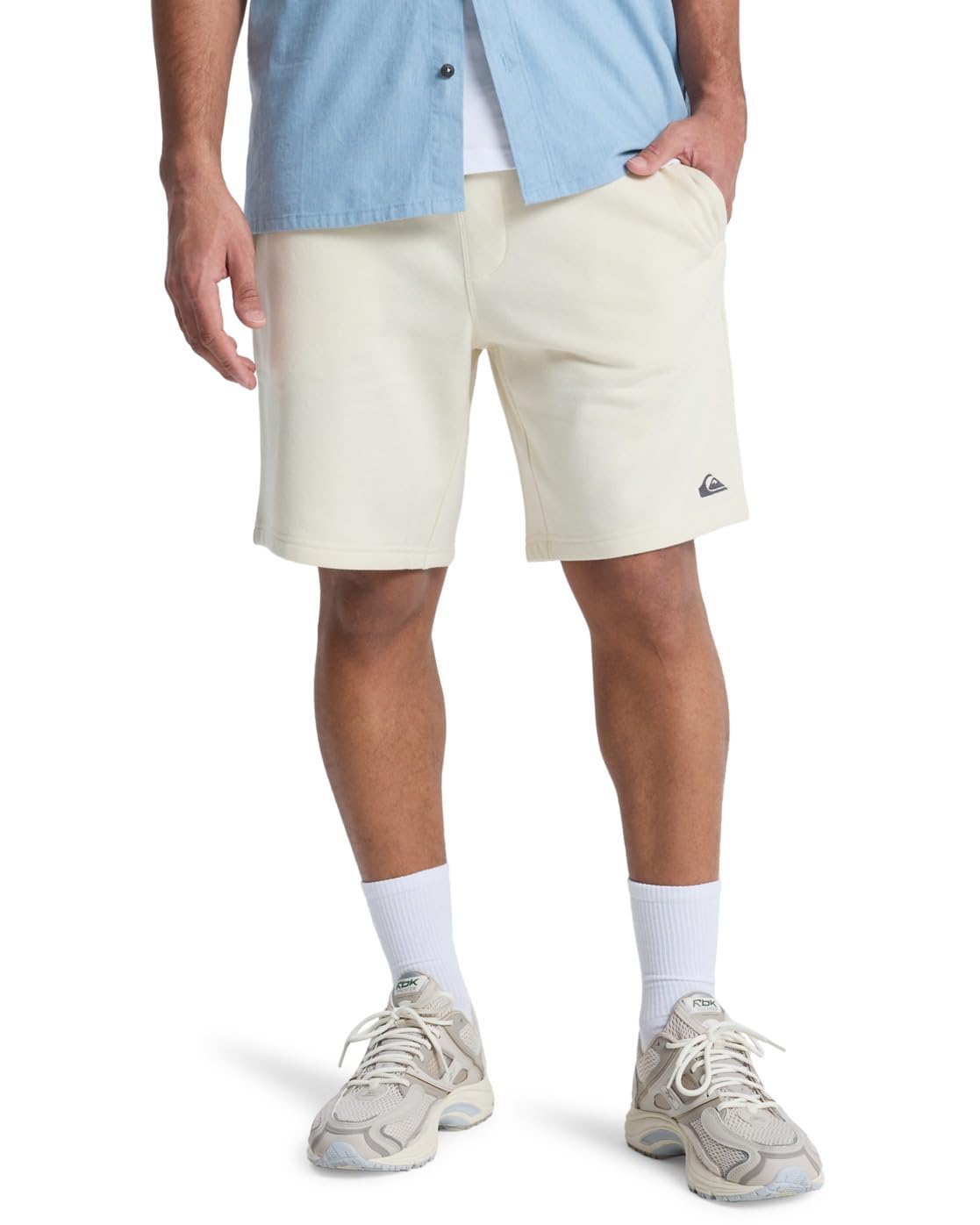 Quiksilver (M, White Black) Mens Salt Water Fleece Sweat Shorts