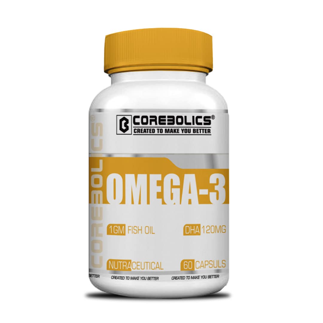 COREBOLICS OMEGA-3 1000 mg Fish Oil for Men & Women | 180 mg EPA | 120 mg DHA | 60 capsules | Improves Joint and Heart Health (B0BMVD199Q) Amazon Price History, Amazon Price Tracker
