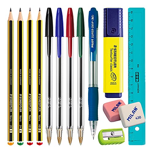 PracticDomus ECOPack Basic - Conjunto de poupança básica de material escolar de primeiras marcas para o seu estojo, Ep14 Basic, Tamaño Estuche