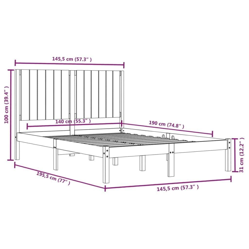 lite drewno sosnowe z zagłówkiem klasyczna 140x190 cm czarny | Rama łóżka sosnowa 140x190 cm czarna lite drewno klasyczny zagłówek stabilna