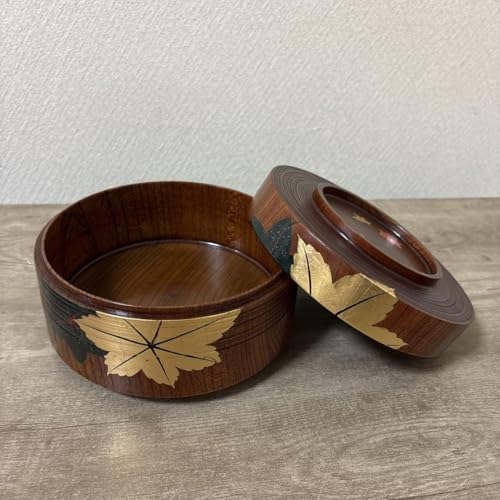 蓋付き菓子器 菓子皿 楓〈検 讃岐彫 四国彫 会津塗 工芸品 蒔絵 木曽漆器