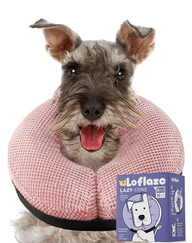 Image of Loflaze Soft Inflatable Dog Cone Collar for Large Medium Small Dogs Cats - After Surgery Dog Neck Donut Collar, ECollar Alternatives for Recovery - Pink, M