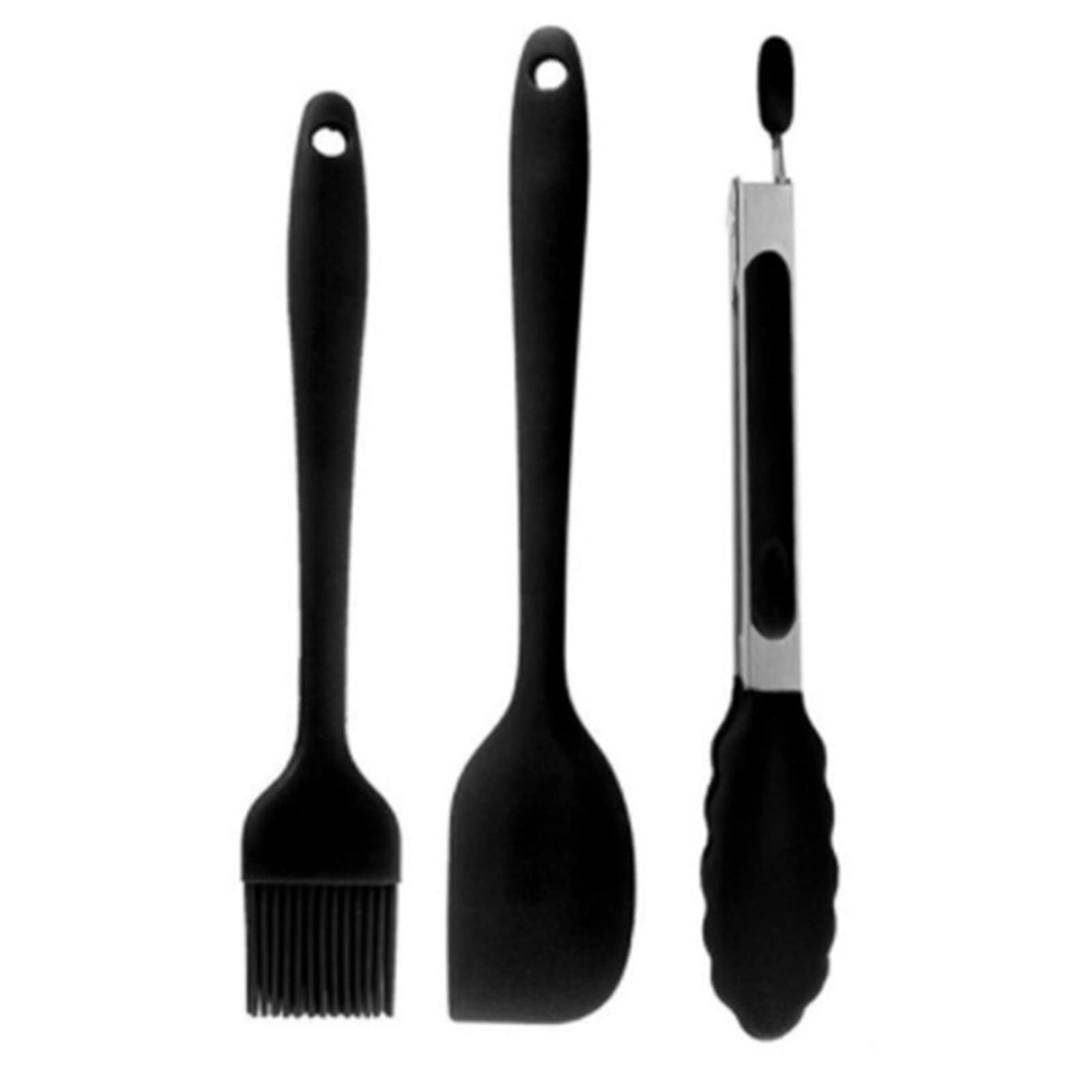 Casa e Cucina 1-3PCS Pennello for Grasso in Silicone Nero Set di pinze for Barbecue Cucchiai da Cucina Spatola(1pc BBQ Brush)