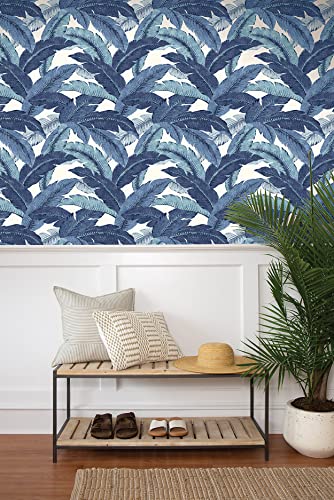 Image of Tommy Bahama - Premium Peel and Stick Wallpaper, Designer Tropical Wallpaper for Bedroom, Dorm Room Essentials, Self Adhesive, Vinyl, 30.75 Sq Ft Coverage (Swaying Palms Collection, Azure)