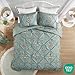 Comfort Spaces Sage Green Comforter Set - 3 Pieces Pintuck Tufted Vintage Floral Bedding Sets, All Seasons Skin-Friendly, Lightweight & Soft Microfiber Bed Set, Matching Shams