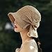 Cappello Paglia Donna Estivo Cappello da Sole da Donna con Fiocco in Rafia, Cappello da Sole a Tesa Larga, Cappello da Spiaggia a Cupola, Cappelli di Paglia Cappello Spiaggia Donna
