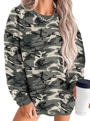KISSMODA Women's Casual Long Sleeve Sweatshirt Color Block/Solid Crewneck Corduroy Pullover Cute Tops