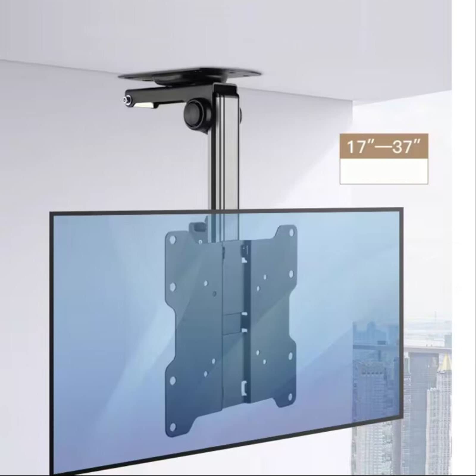 Staffa Pieghevole per TV E Monitor - Montaggio A Soffitto E sotto L'armadio della Cucina, Staffa TV Regolabile in Altezza, Staffa TV/Monitor Pieghevole 0-90°, Adatta per Schermi Piatti