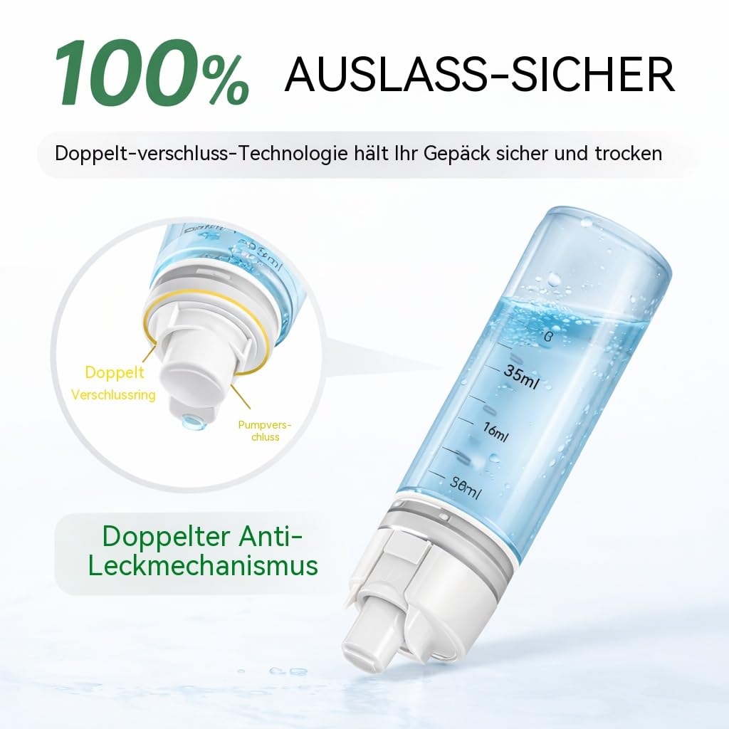 4in1 Reise Spenderflasche, Leak Proof Travel Size Containers, Portable Shampoo Lotion Conditioner Cream (2PCS)