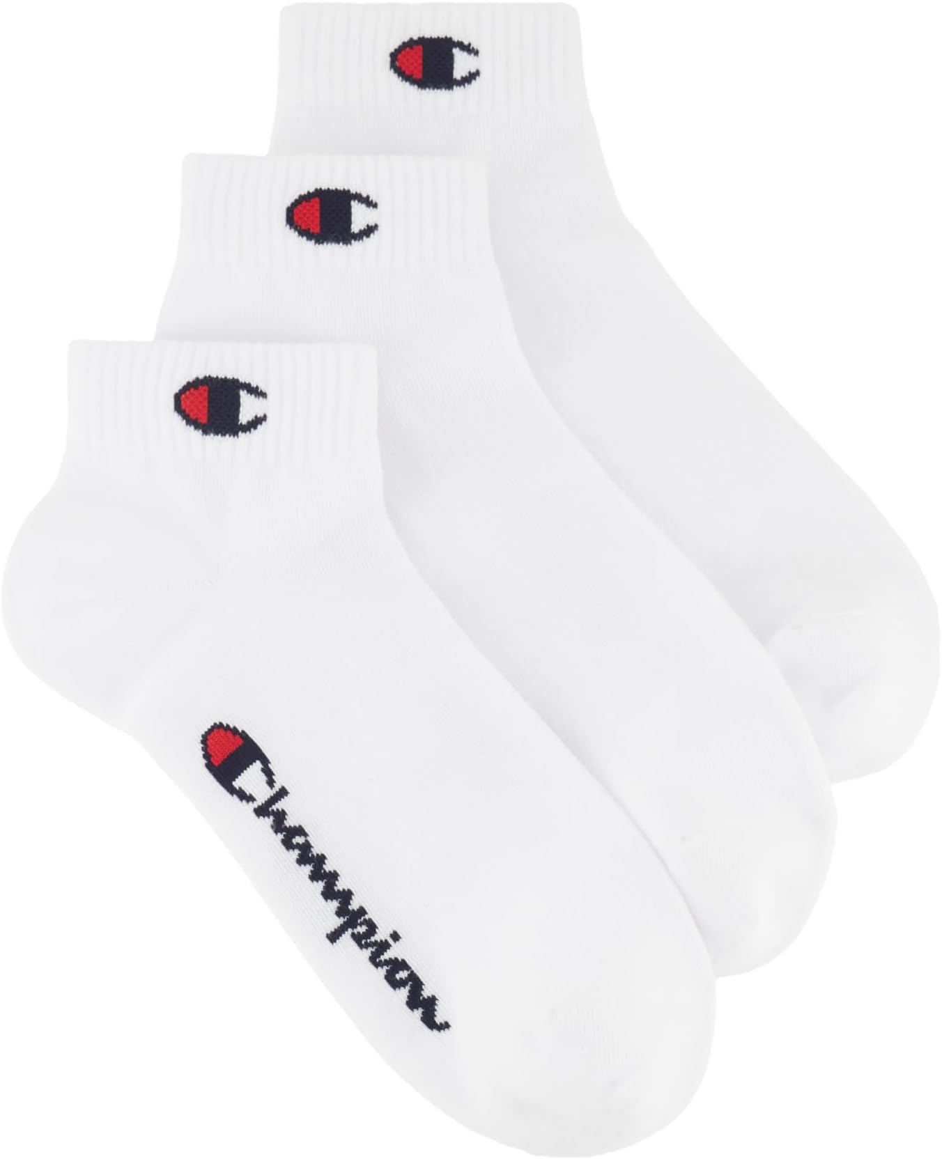 C Logo Socks 3 Pairs, short cotton socks, breathable fabric, three pack, quarter length, ribbed ankles