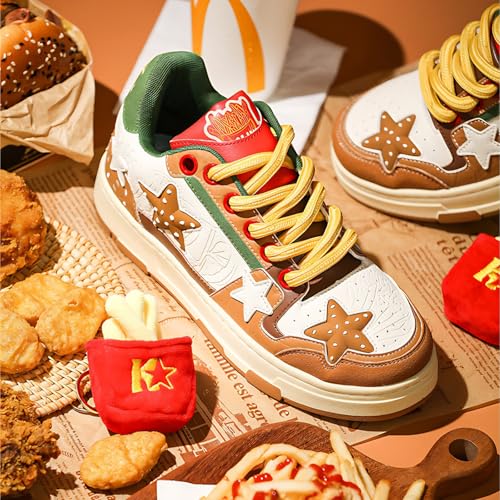 Women Y2K Star Sneakers, Harajuku Hamburger Fries Shoes, Versatile Kawaii Streetwear Trainers, Dopamine Tone Lightweight3