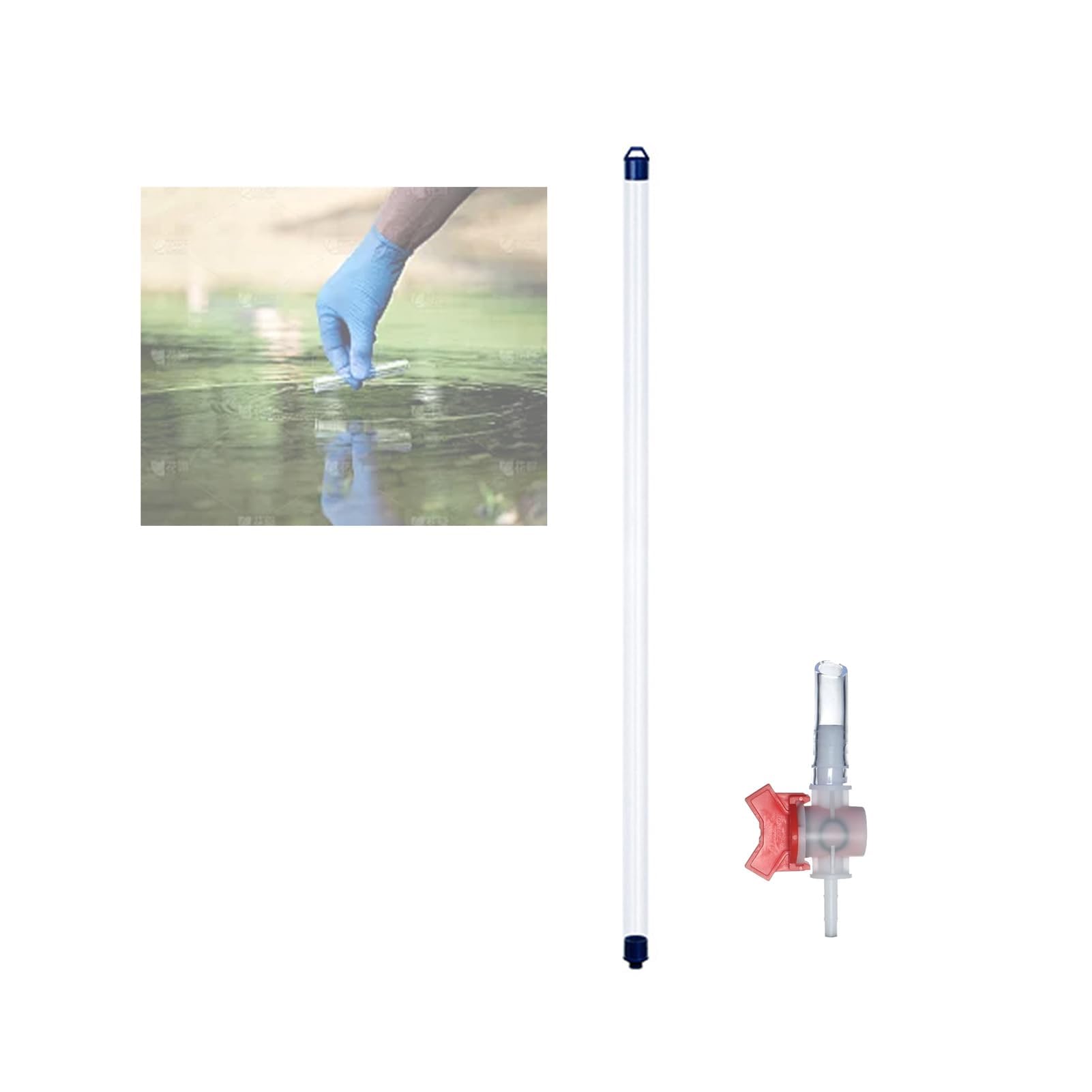 Tubo de muestra de agua de PVC ajustable de 0,25 l/0,5 l/1 l, kit de muestreo líquido para pruebas de agua de pozo profundo, ríos y lagos