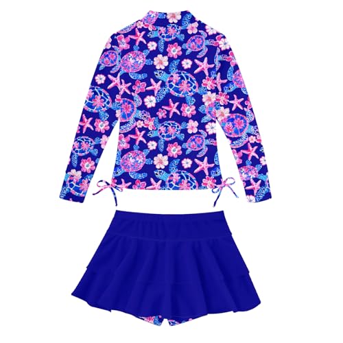 Image of Girls Swimsuits Size 6 8 Long Sleeve Bathing Suits Flower Swim Suits 6-8