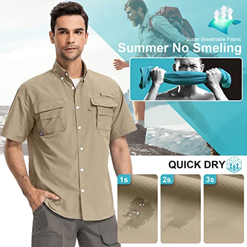 Men's Fishing Shirts Short Sleeve Safari Shirts Sun Protection Quick Dry Outdoor Hiking Travel Clothes2