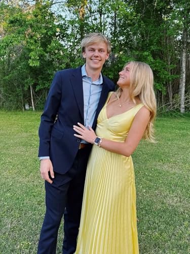 BANTRATIC Pleated Bridesmaid Dresses for Women Spaghetti Straps Satin V Neck Empire Waist Formal Wedding Guest Evening Gown4