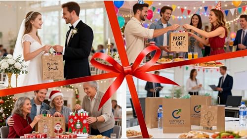 Image of Simple Deluxe 100 Pack Kraft Paper Bags with Handles 10x5x13 - Made in USA -15 Lb Max Load - 100% Recycled Natural Brown Shopping Bags for Retail, Gifts & Merchandise (Premium 90GSM)