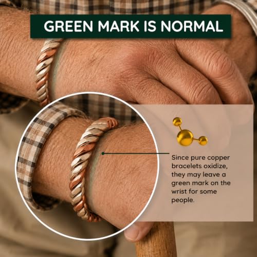 Image of Touchstone Copper magnetic bracelet Tibetan style. Hand forged with solid and high gauge pure copper. Twisted rope look. 2 metal look.