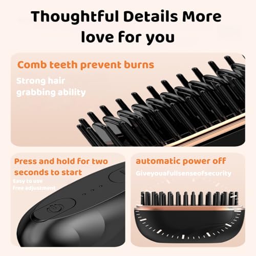Mini cepillo plancha de pelo inalámbrico portátil negro miniatura 4