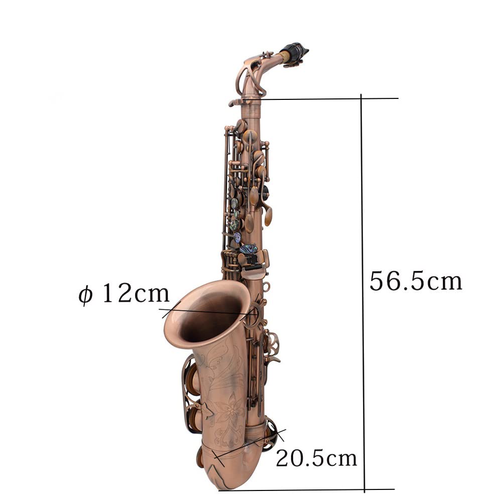 Saxophone alto E-Flat Red Bronze, F#, incrustations clés coquille d'ormeau, coussinets cuir résistant eau, livré étui, gants, chiffon nettoyage, sangles, brosse