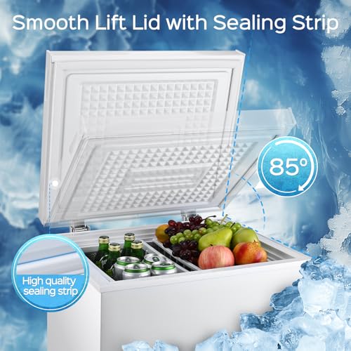 Image of Anypro Chest Freezer 5.0 Cu.Ft, FreeStanding Top Door Deep Freezer with Removable Baskets, 7 Adjustable Temperatures for Garage Dorm Apartment RV Kitchen Business, White