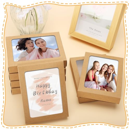 Dawutian 60 Pcs Greeting Card Storage Box,4.5 x 6 x 1 Inch Greeting Card Boxes Kraft Paper Box with PVC Transparent Window Bulk Frame Photo Storage Envelope (Kraft, 4.5 x 6 x 1 Inch) by Dawutian - Image 5