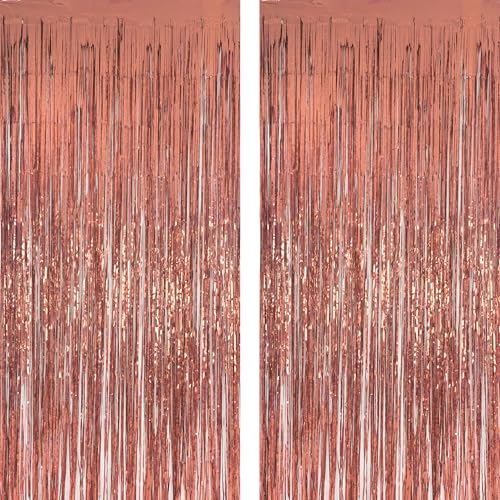 Rose Gold Srteamers Party Backdrop 2 piezas 1x2 m miniatura 1
