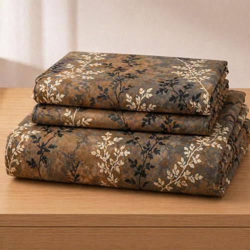 Image of Castiqa Elastic Fitted Supersoft Premium Brushed Cotton 200TC King Size Bedsheets with 2 Pillow Covers (Fits Upto Mattress of 10 Inches) (King (72x78), Beige Damask)