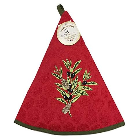 Essuie main rond unifun olive cigale rouge Cover