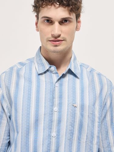 Image of THE BEAR HOUSE Men's Cotton Striped Relax Fit Shirt