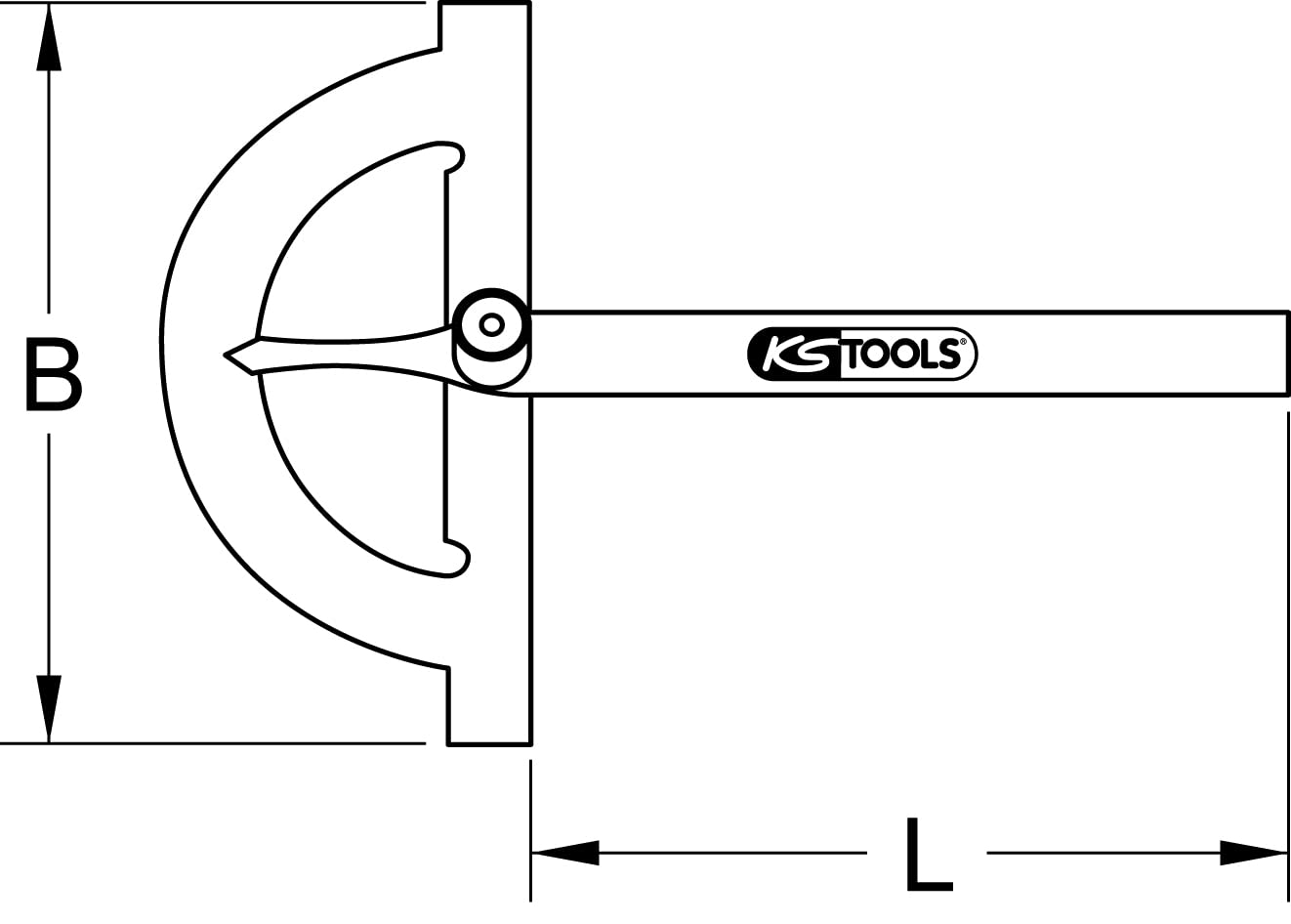 KS Tools 300.0642 Goniómetro con arco abierto, 200 mm