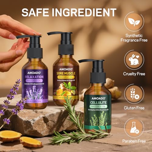Massage Oil for Massage Therapy, Sore Muscle Massage Oils – 10.5oz, Arnica Oil,Anti Cellulite Eucalyptus,Lavender Essential Oils, Pain Relief & Spa-Quality Relaxation, Body Massage Oil Gifts Set - Image 5