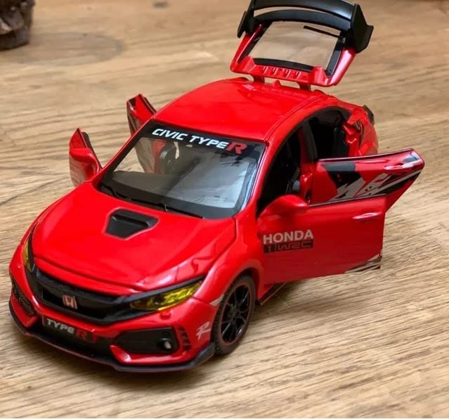 Image of Invite Enterprise Car For 1:32 Honda Civic Type-R Diecast Toy Vehicle Metal Pull Back Die-Cast Car Model Car With Openable Doors, Light And Sound For Kids Adults Gift?Colors As Per Stock?