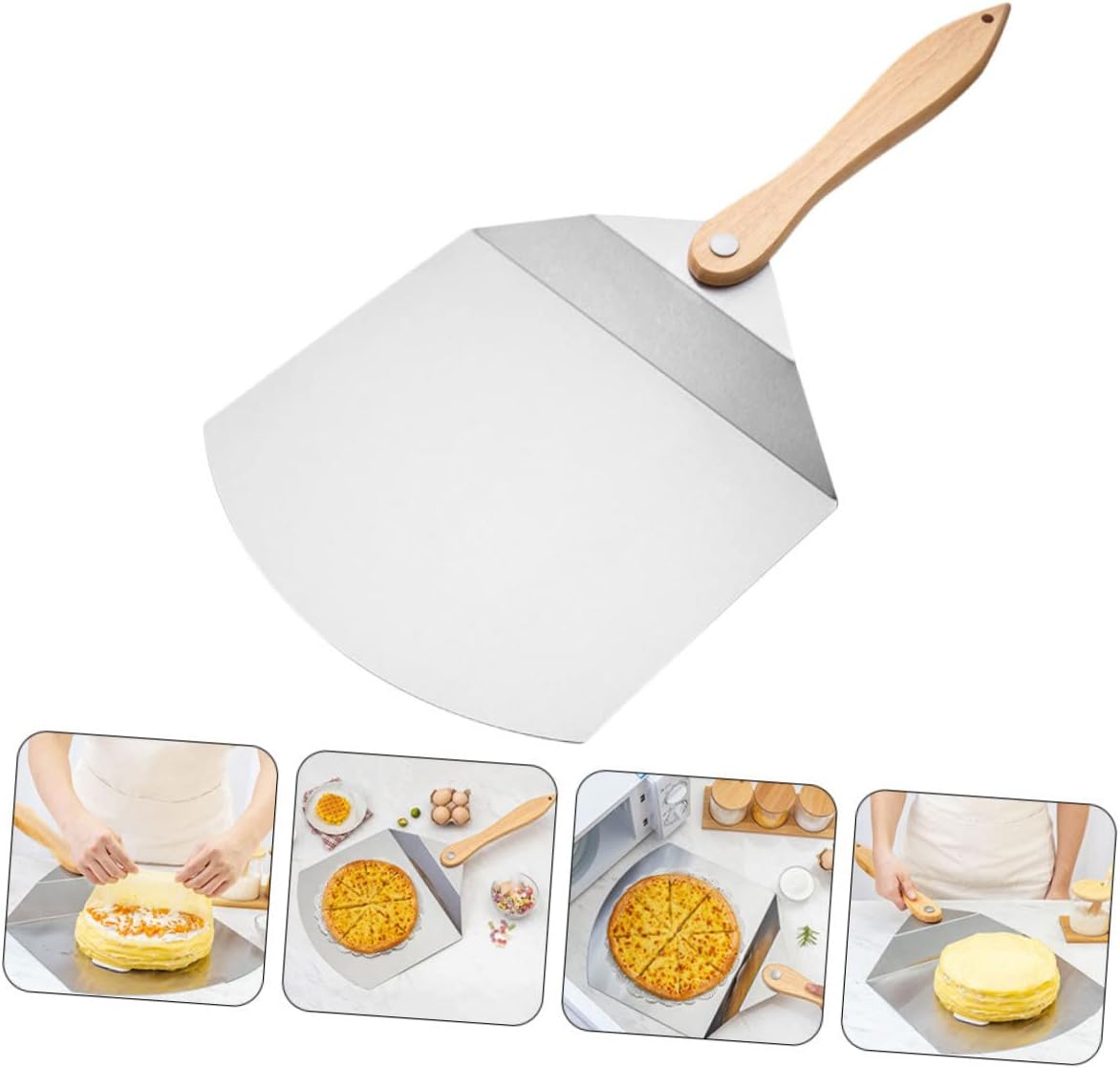 Foldable Stainless Steel Cake Transfer Spatula Pizza Shovel Non-Stick Kitchen Tool for Home Baking and Pizza Making for Chefs and Bakers