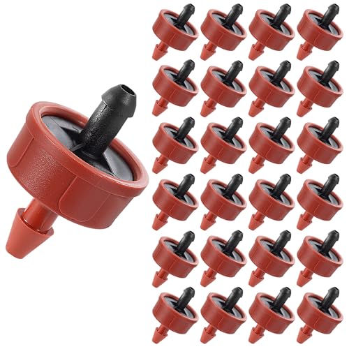 30Pcs 1 GPH Pressure Compensating Irrigation Spot Drippers Constant Flow Barb Outlet Watering Dripper Emitters Heads Parts for 1/4 Inch Watering Tubing Line for Garden Pots Plant Irrigation Systems