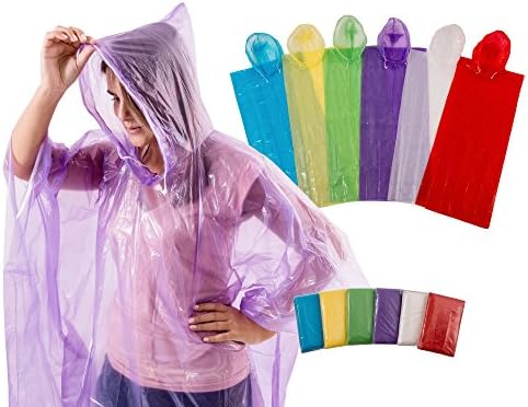 4Happi Rain Poncho with Drawstring Hood, 12 Pack for Emergency. Thicker Material