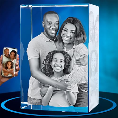 ArtPix 3D Crystal Photo Personalized Gifts for Women Wife Mom Her Him Men Great Customized Gift With Your Own Photo - Anniversary Wedding Birthday - Custom Glass 3D Laser Etched Picture Frame