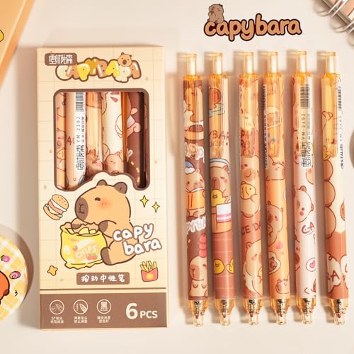 Set 12 bolígrafos gel negro 0.5mm capibara adorable miniatura 5