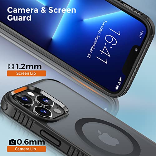 Image of UNBREAKcable Magnetic Case for iPhone 13 Pro Max, iPhone 13 Pro Max Case with MagSafe[Military Grade Shockproof] Translucent Matte Back& Soft Silicone Airbag Bumper for Apple 6.7 inch- Black
