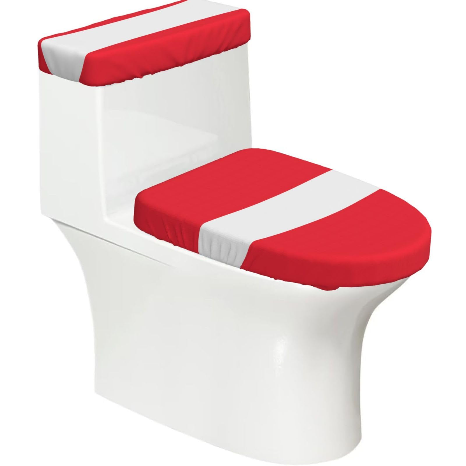 Wzycwb Black Austrian Flag 2-Piece Toilet Seat Cover Set With Tank Lid, Elastic Fit For U-Shape & Elongated Toilets, Bathroom Decor, Housewarming Gift